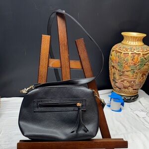 Chic Black Crossbody Bag with Tassel